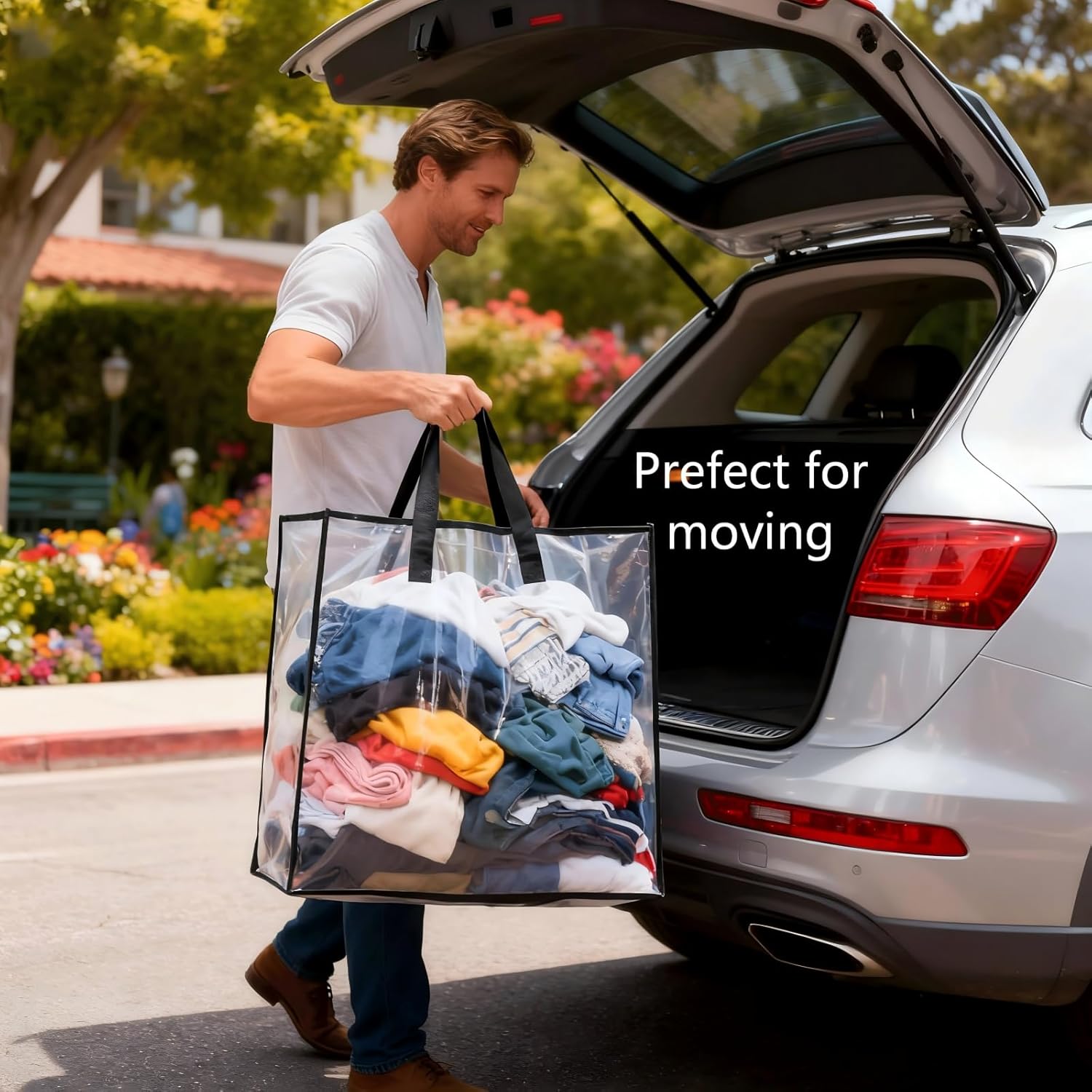 Heavy-Duty Clear Wreath Storage Bag & Sturdy Moving Box Alternative – 26 Inch Large Capacity Container with Zipper for Christmas Decorations, Seasonal Wreaths, Clothes, Bedding,Gift (4-Pack) - Image 5