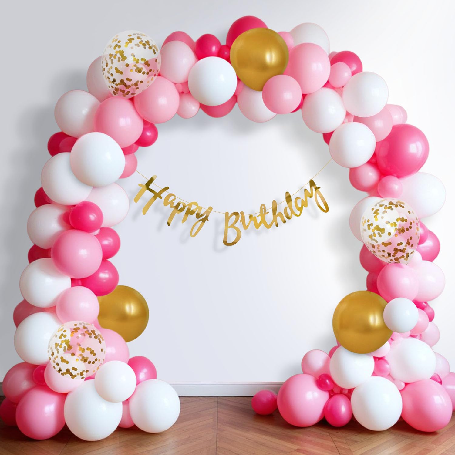 Party Propz Happy Birthday Decoration Items for Girl - Set of 54 Pcs Pink Balloons for Decoration | Birthday Balloons For Decoration | Happy Birthday Balloon | Happy Birthday Banner (Cardstock)