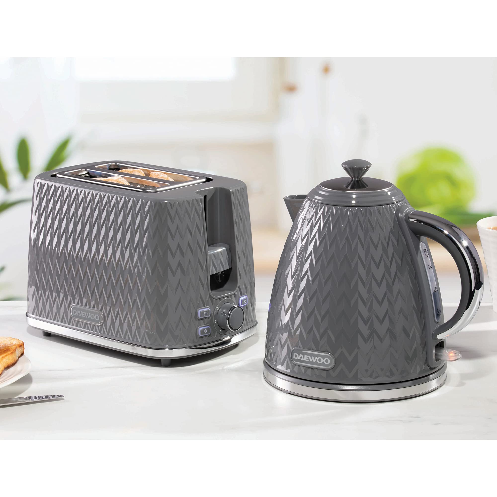 Daewoo Argyle SDA1871 1.7 Litre 3kw Jug Kettle and 2 Slice Toaster All