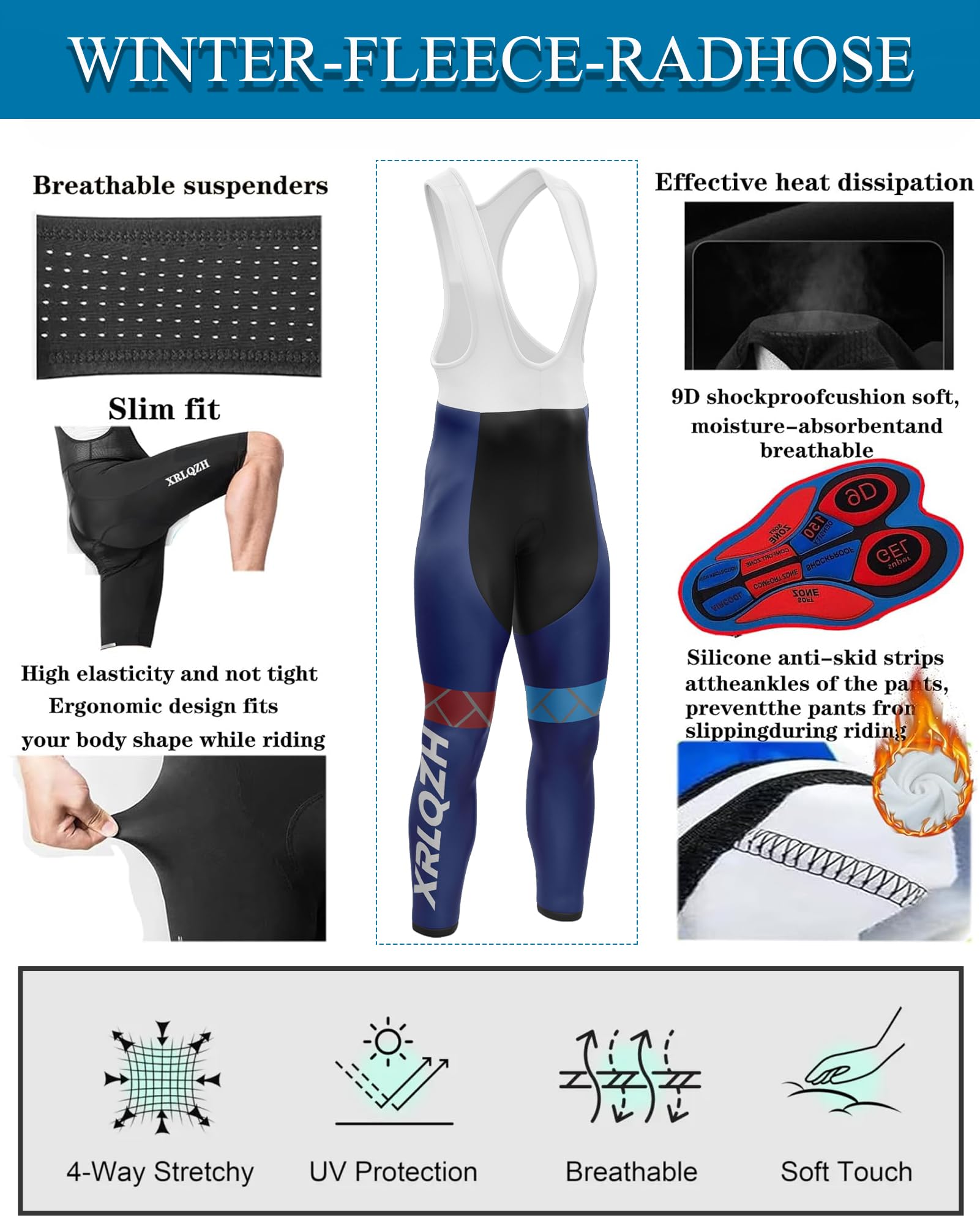 Męski strój rowerowy, sprzęt rowerowy na zimną pogodę, zimowy długi rękaw, koszulka kolarska, zestaw dla mężczyzn, ciepłe ubrania rowerowe, 9D wyściełany śliniak obcisły termiczny