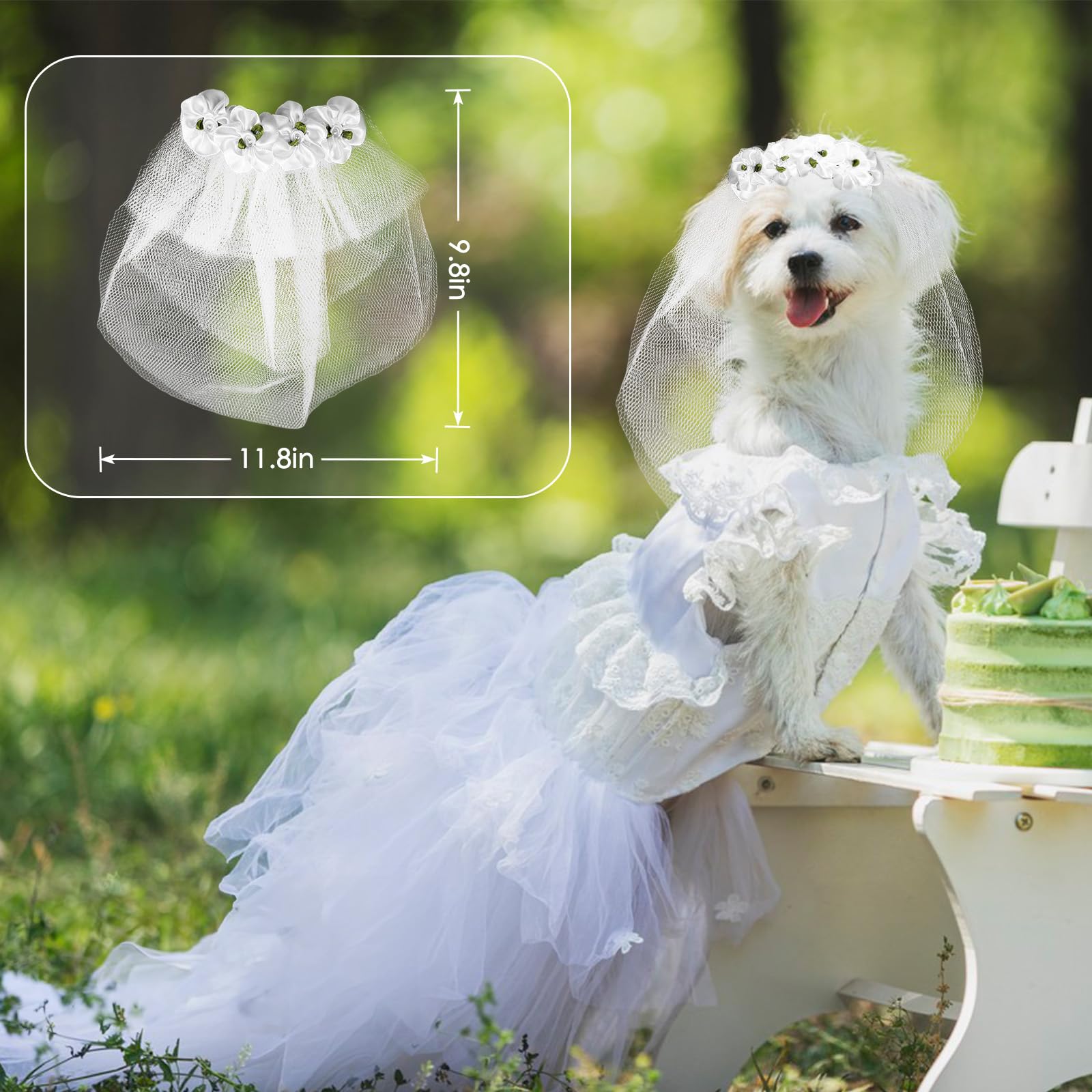 JaGely Hundebrautkostüm Set – Schleier, Halstuch & Rock Für Hunde | Weiches 3-teiliges Outfit Für Hochzeiten & Fotos | Größe M | Perfekt Für Mittelgroße Hunde
