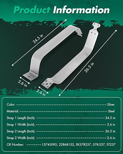 Miniatura 7 de SCITOO 578-237 Juego de 2 correas para tanque de combustible compatibles con Cadillac EscaladeEscalade ESVEscalade EXT, para Chevy