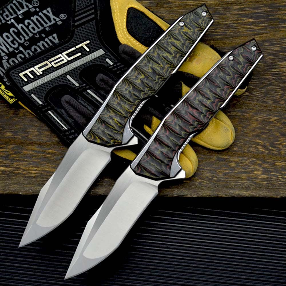Joa Klappmesser 8.3" D2 Edelstahl, Schwarz-Grüne Muster, G10 Griff