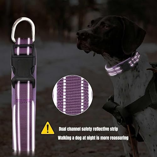 Miniatura 3 de Collar de perro bordado, collar de perro bordado personalizado con nombre de mascota y número de teléfono 3 tamaños ajustables XS, pequeño, mediano,