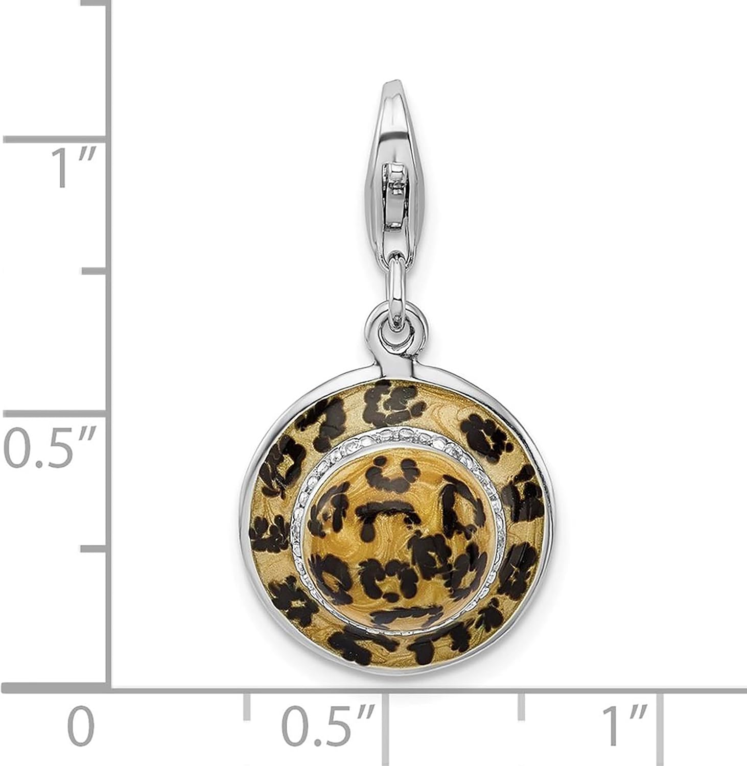 925 Sterling Silver Amore La Vita 3-D CZ Enameled Leopard Hat Bracelet Charm Lobster Clasp