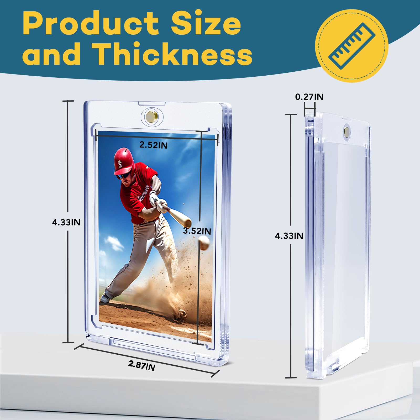 ZENOWICK 32 PCS Magnetic Card Holder, 35pt One Touch Card Holder,U-V Protection Hard Plastic Magnetic Cards Case,Display Case Protector for Sports Game Baseball Cards
