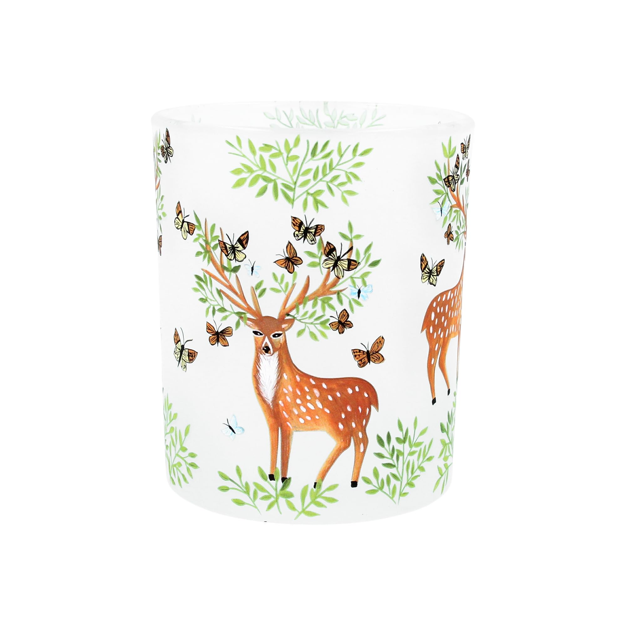 Gisela Graham Clear Christmas Stag Glass Tea Light Holder