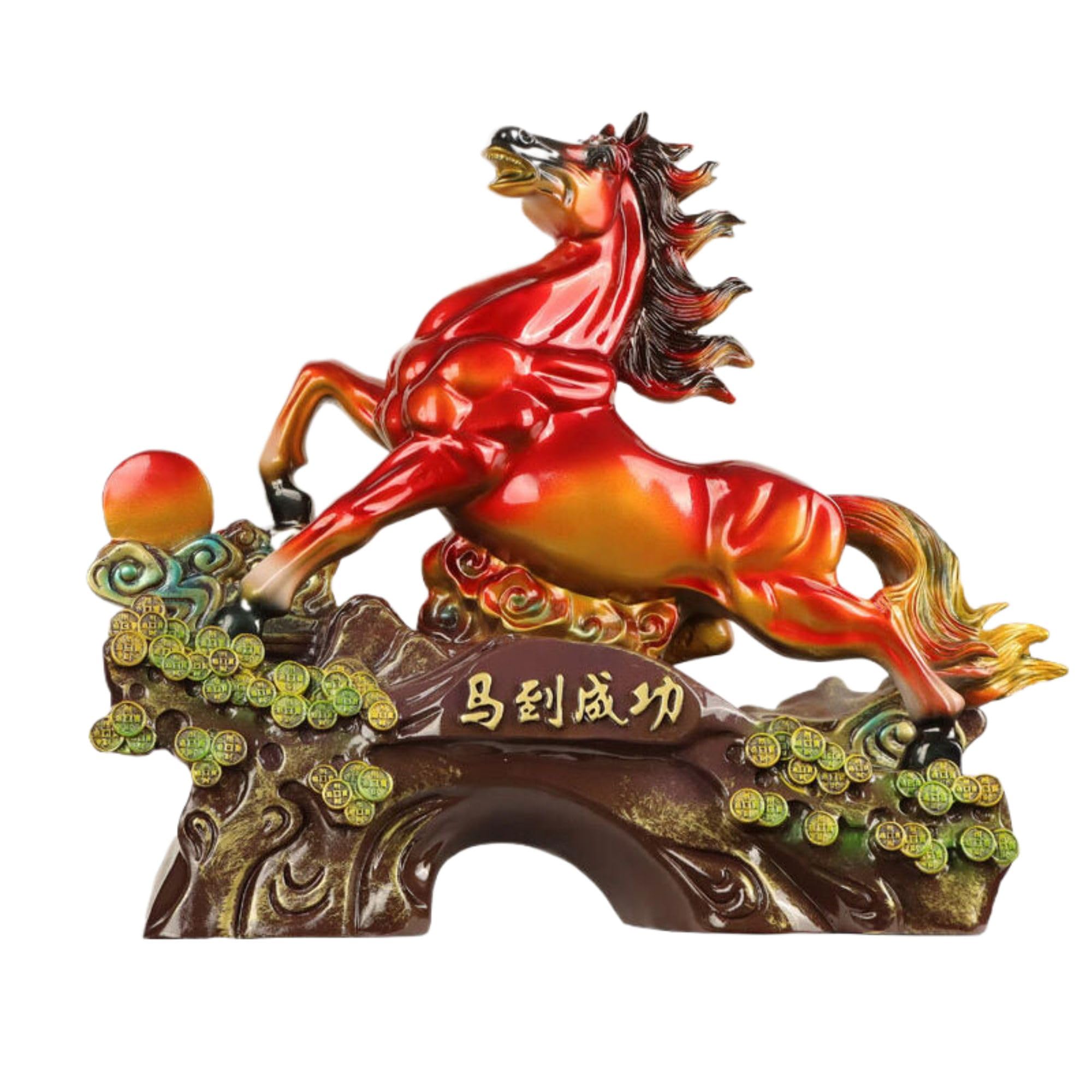 Amazon.com: noxozoqm 马到成功马摆件Chinese Feng Shui Resin Wealth