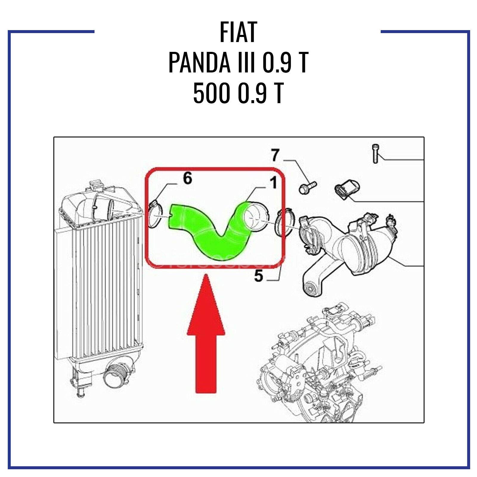 MANICOTTO INTERCOOLER COMPATIBILE CON FIAT PANDA III 500 0.9 T - 51953637 51891353