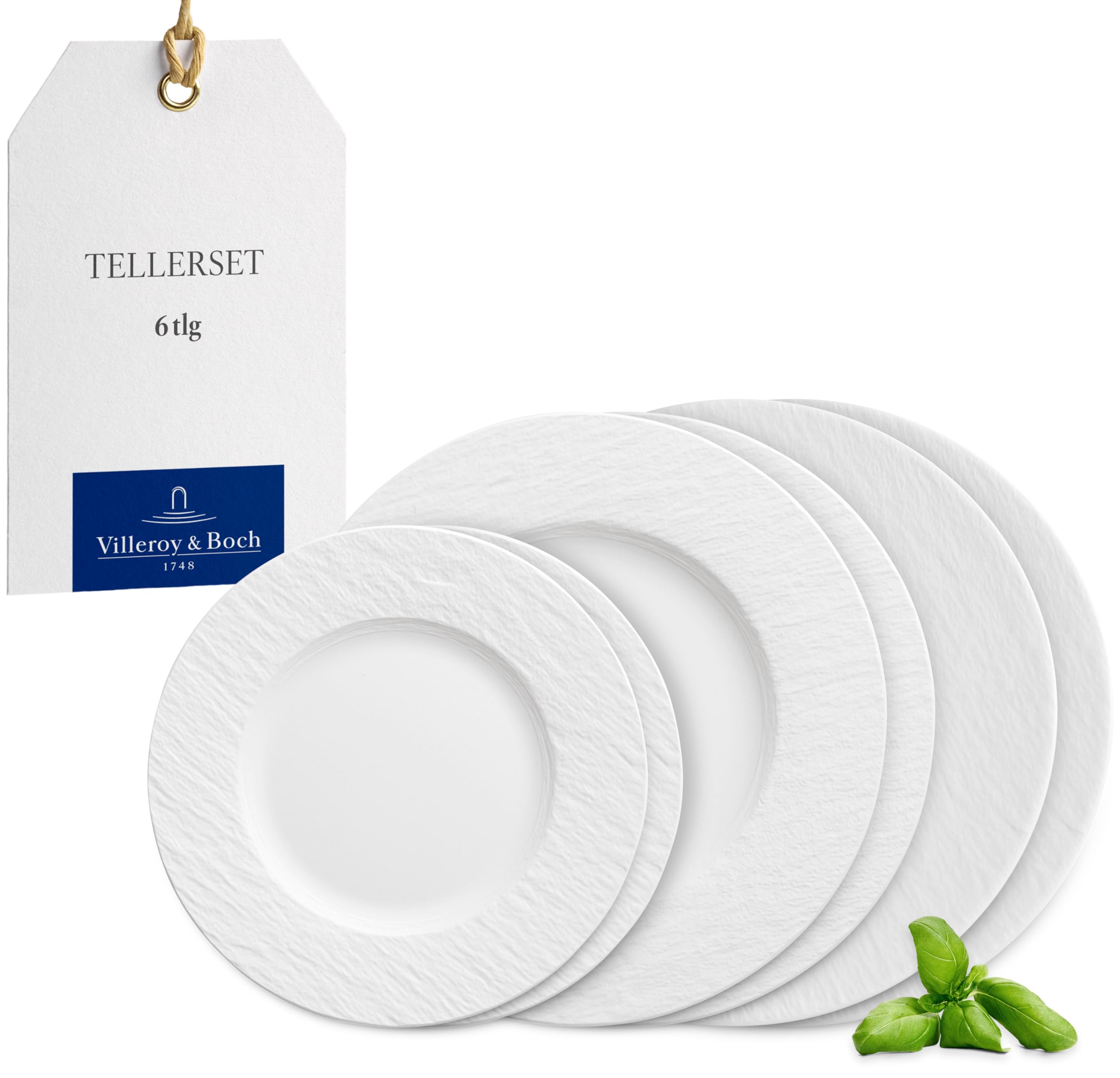 Villeroy & Boch – Manufacture Rock blanc Geschirr-Set 6 teilig für 2 Personen Weiß, Spülmaschinenfest, Mikrowellensicher, Teller Set, Geschirrset, Tafelservice, Geschirrset Modern, Premium Porzellan