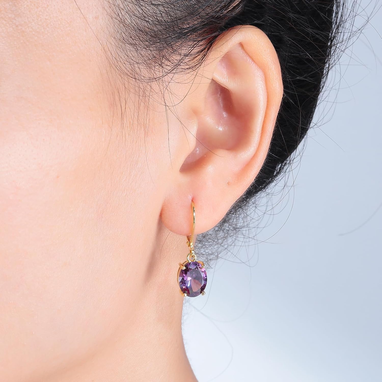 CiNily Cut-Oval Leverback Dangle Earrings for Women Hypoallergenic 14k White/Gold Plated Cubic Zircon Hanging Lever Earrings Lightweight Summer Drop Earrings Wedding Birthday Gifts Jewelry - Image 2