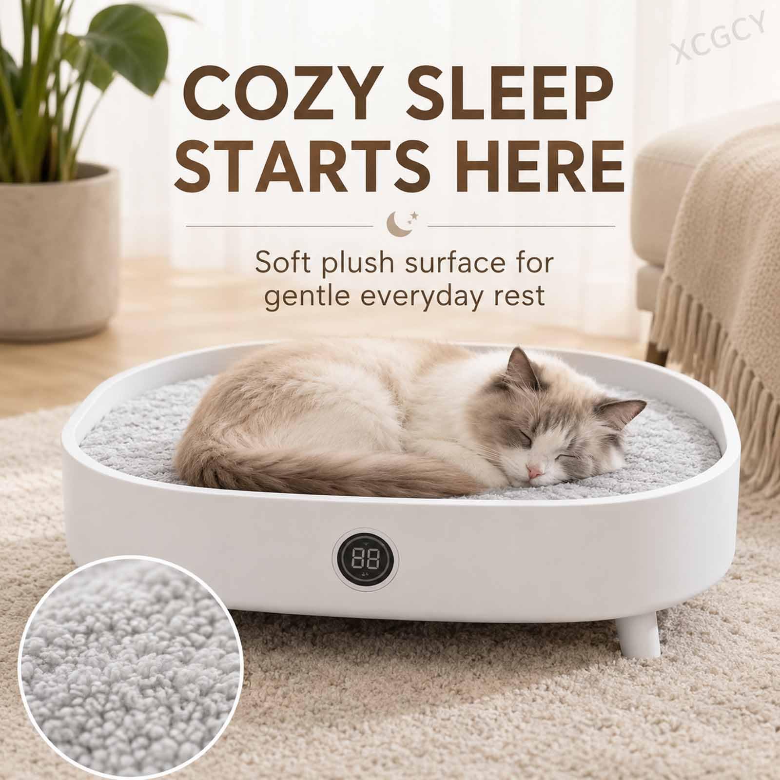 Tappetino Rinfrescante Elettrico per Animali Domestici, Cuccia Intelligente per Gatti con Funzione di Raffreddamento E Riscaldamento, Temperatura Regolabile, Display LED E Sensore per Gatti da