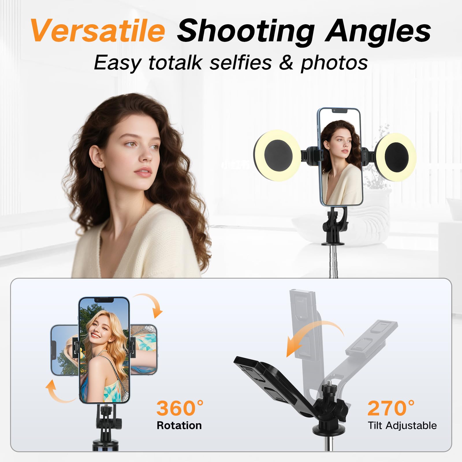 Treppiede per telefono da 70 pollici e bastone per selfie con luce, treppiede in metallo con telecomando wireless, treppiede portatile da viaggio per iPhone/Android e GoPro