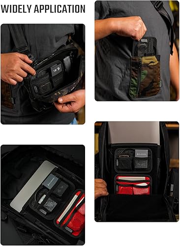Vista 42 de TACTICAL_GEEK TCM4 Mini tablero organizador EDC, accesorios de mochila con panel trasero de gancho suave, panel de inserción de bolsa de TCM4-Rojo