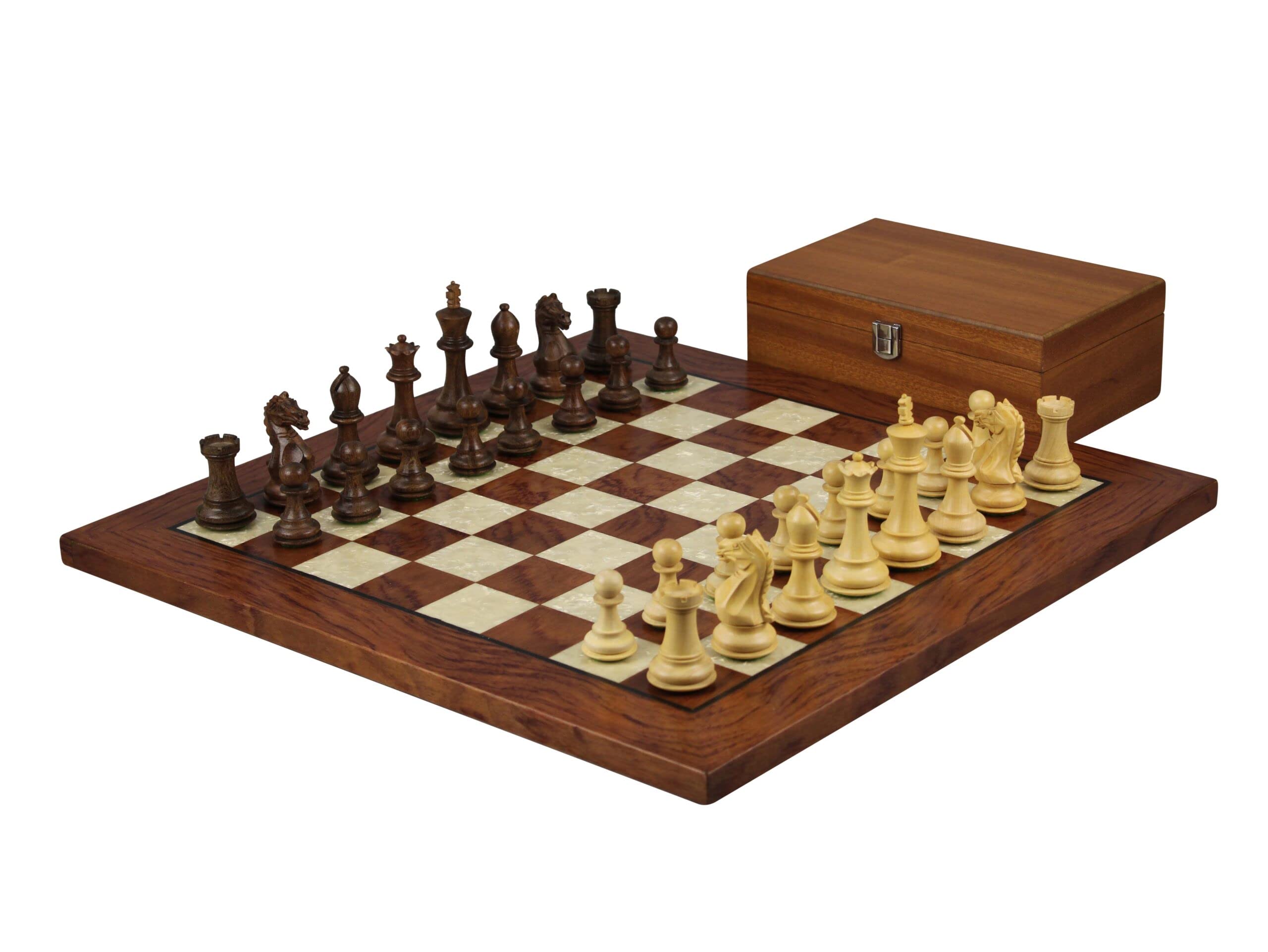 Helena - Set di scacchi in legno di palissandro, 50 cm, pesato Sheesham, feroce cavaliere Staunton, pezzi da 8,7 cm