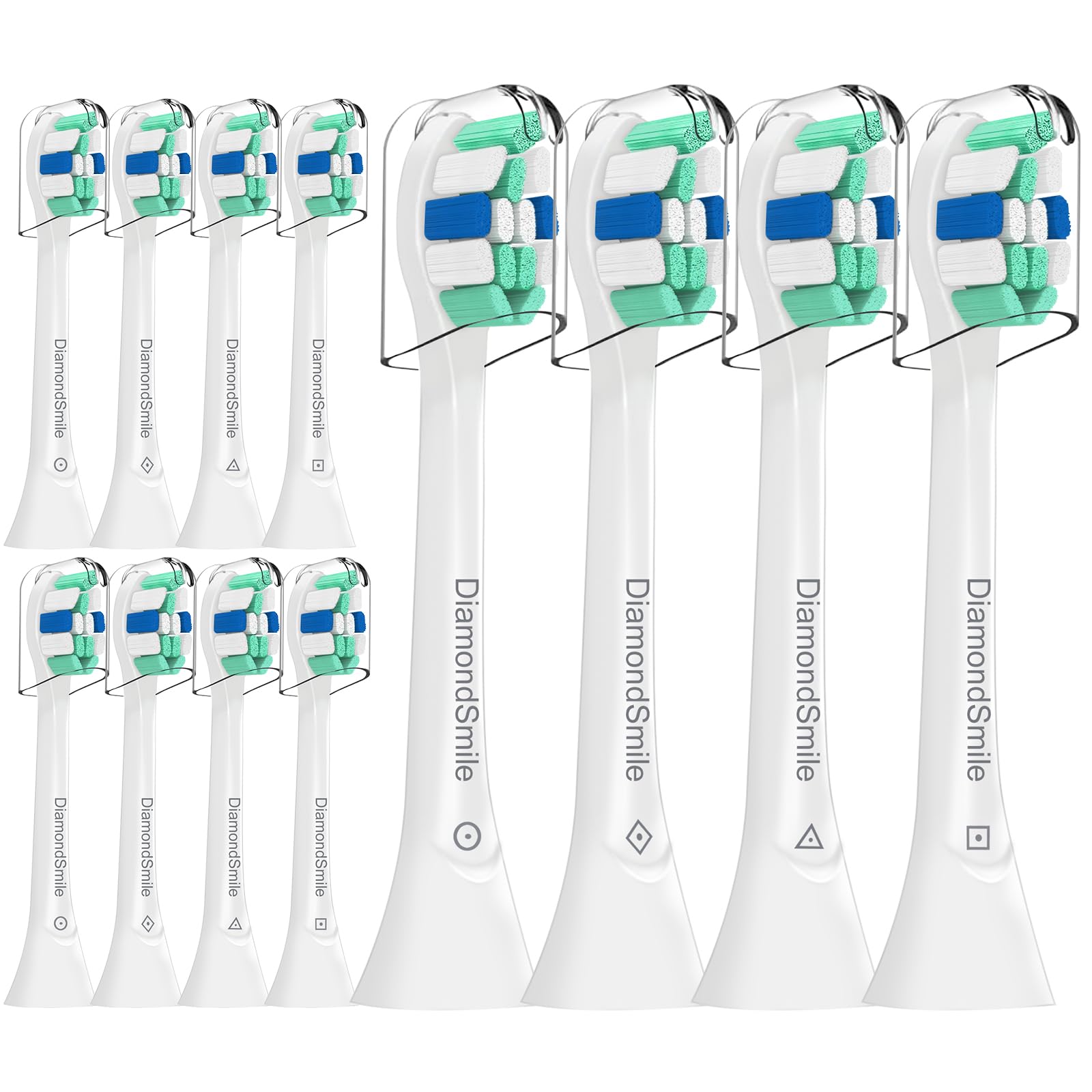 Replacement Toothbrush Heads Compatible with AquaSonic Black Series, Vibe Series, Black Series Pro and for Duo Series Pro Electric Toothbrush（12 Pack，White）