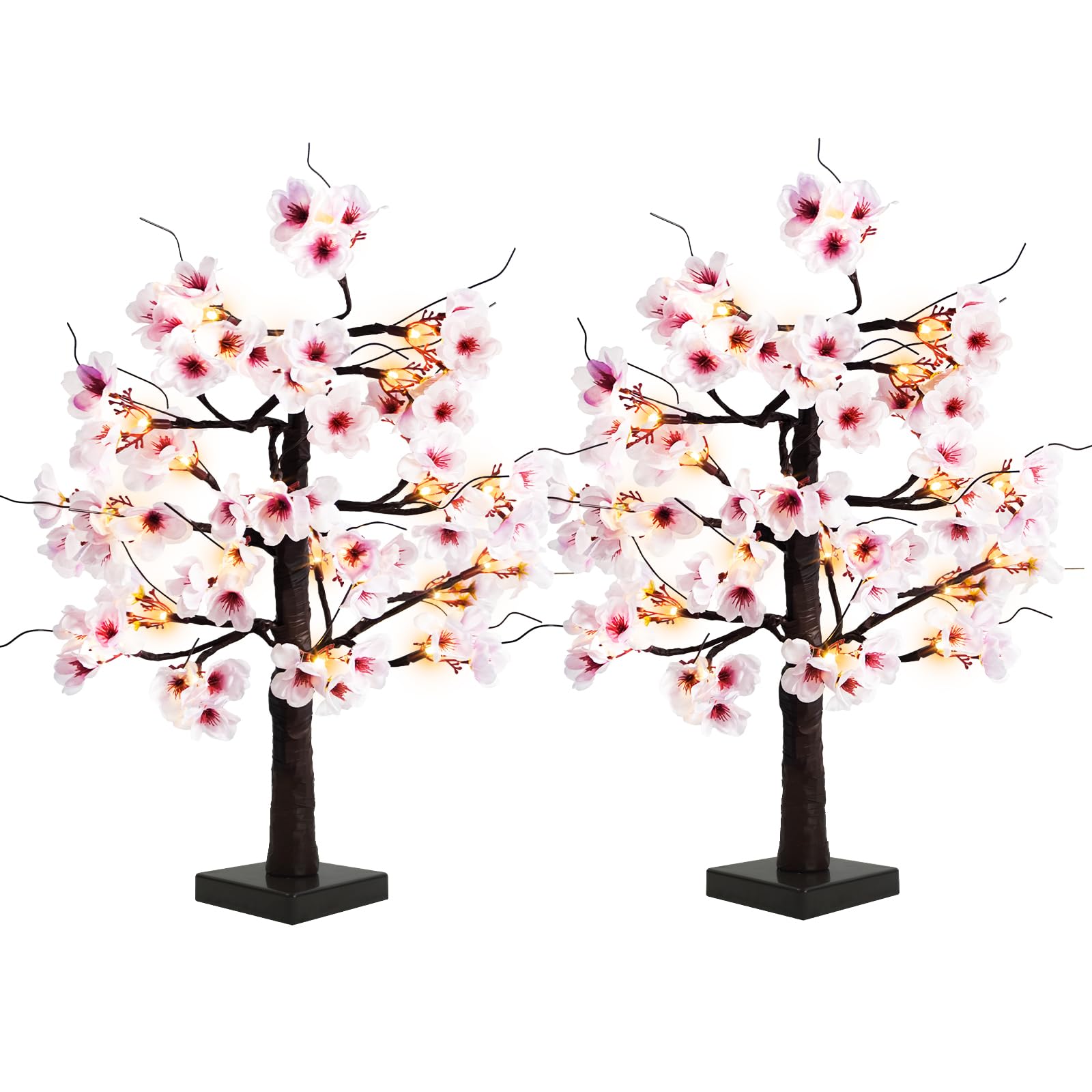 Uieke 2-PACK 24IN Lighted Cherry Blossom Tree