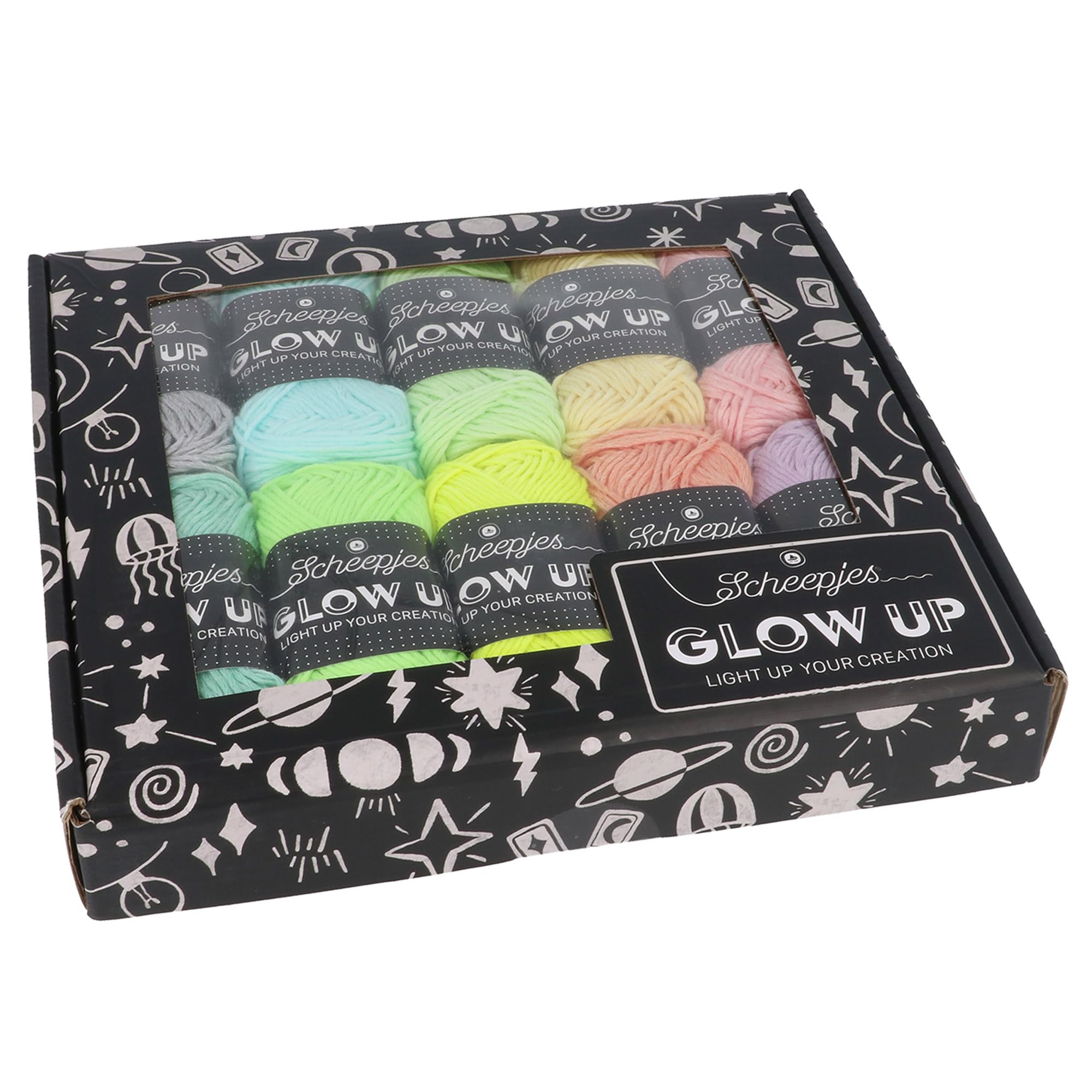 Scheepjes Glow Up Farbpack 10x25g - Bunte Garne für kreative Projekte
