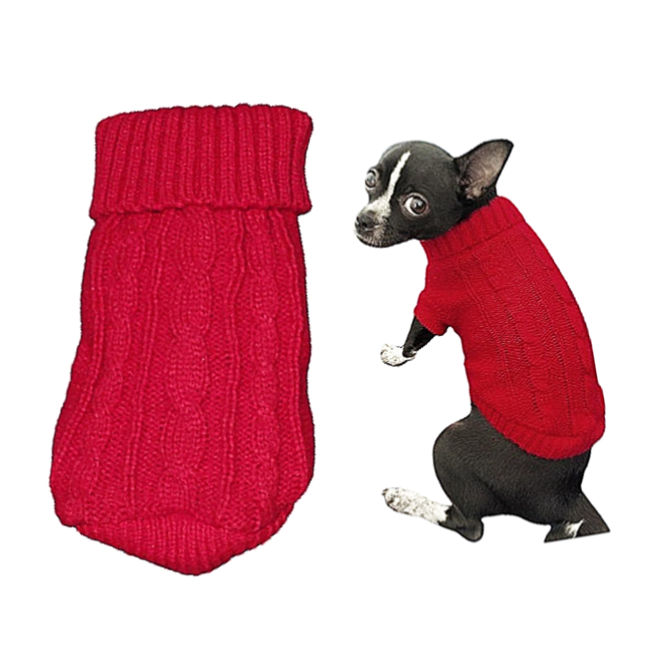 Chihuahua Clothes Puppy Dog Coat Knit Winter Jumper Cosy Teacup Smaller Breeds Miniature (‎XS, RED)