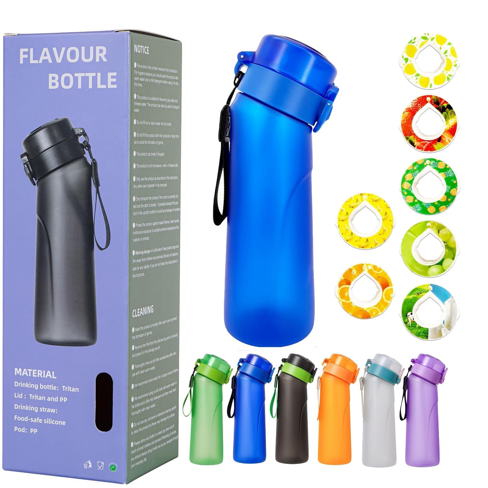 Gourde Sport, Avec Lot De 10 Capsules Aromatiques Pour Bouteille D'eau