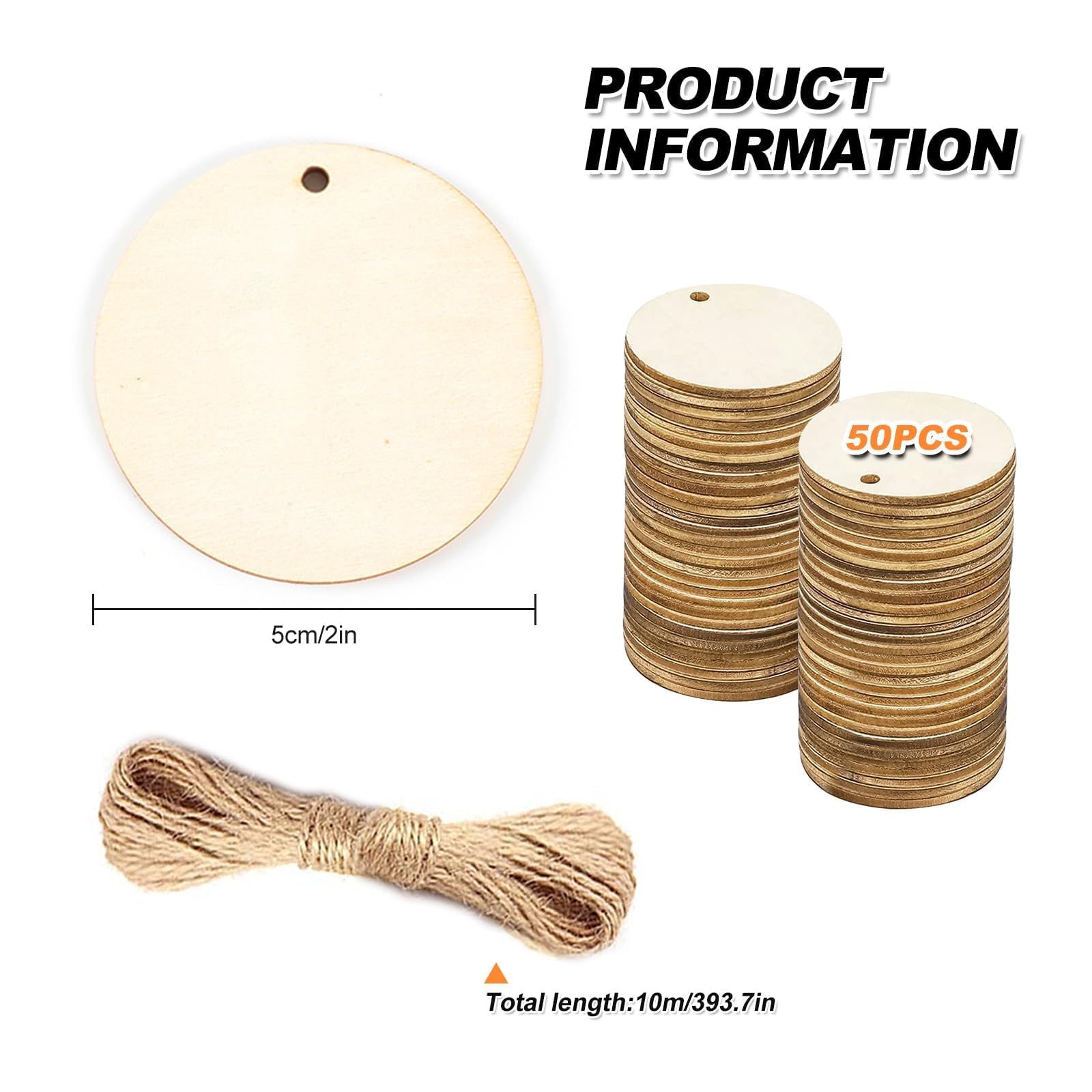 YAYODS 100 Dischi Di Legno Naturali 6-7 Cm Per Fai Da Te | Rotelle In Legno Non Trattate Per Pirografia, Decorazioni, Etichette | Spessore 2 Mm