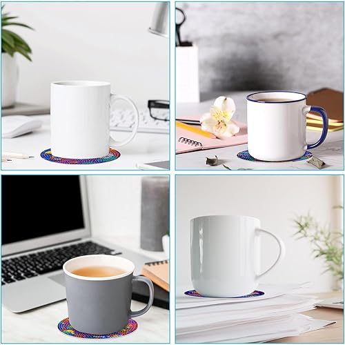 Miniatura 6 de Juego de 8 posavasos de pintura artística de diamantes con soporte para bricolaje criaturas del fondo marino, posavasos de arte de diamante,