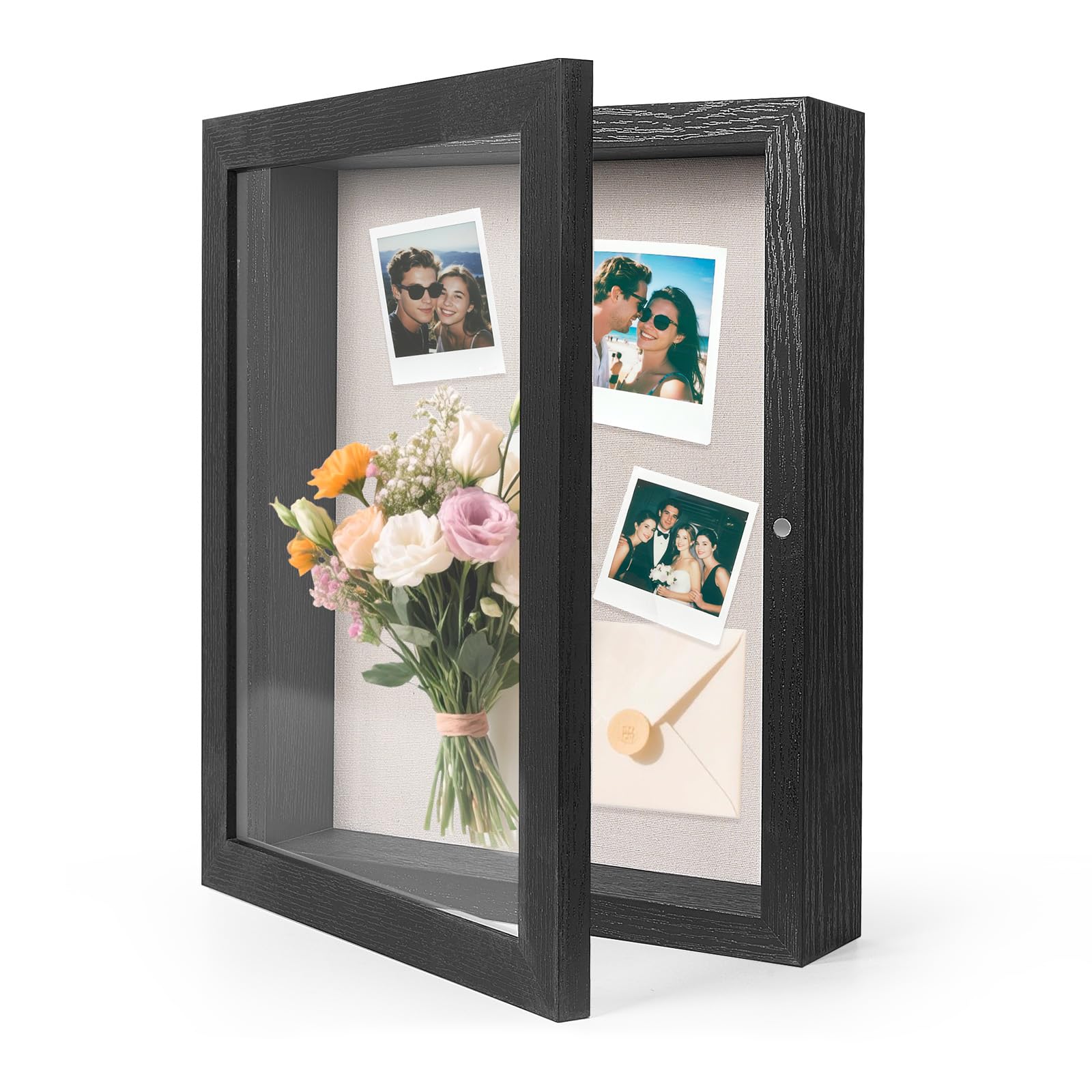 HOUSE DAY 11x14 Deep Shadow Box Frame with Linen Back, Pins, Black