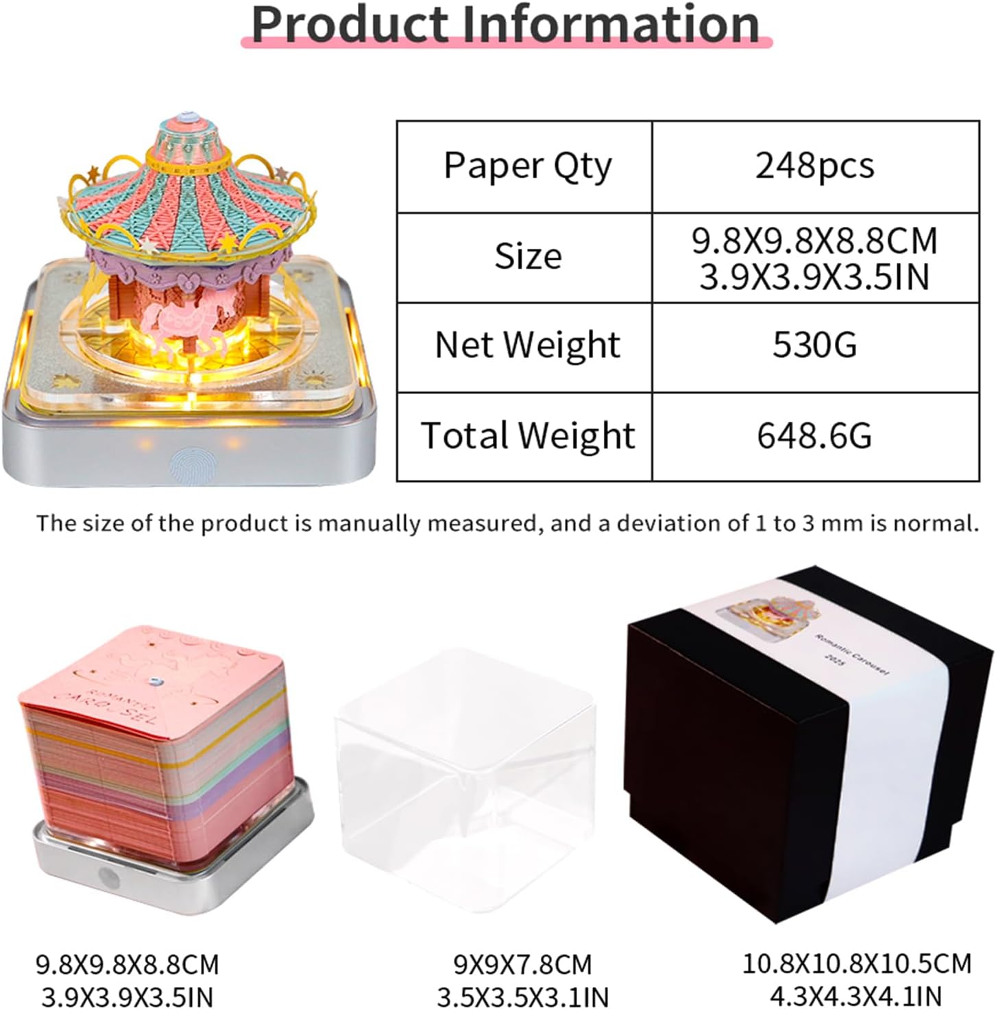 3D Calendar 2026, Time Piece Calendar 2026, 3D Tear-Off Art Desk Calendar W LED Lights, Creative 3D Memo Pad Paper Art Tree House DIY Paper Carving.