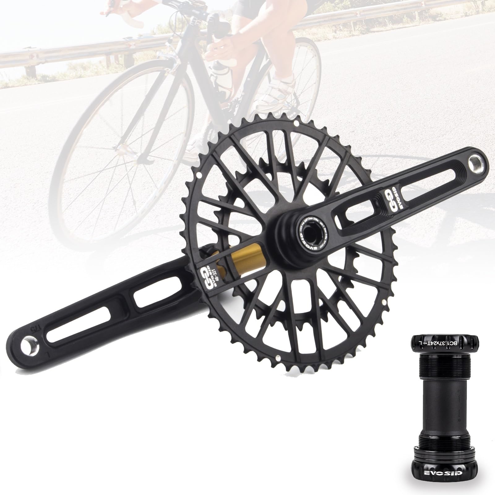 Kit Pédalier Avec Boîtier De Pédalier Double Plateau 46-30T Ou 48-32T | Manivelles 155-170mm Compatible 9 à 12 Vitesses Pédalier Route