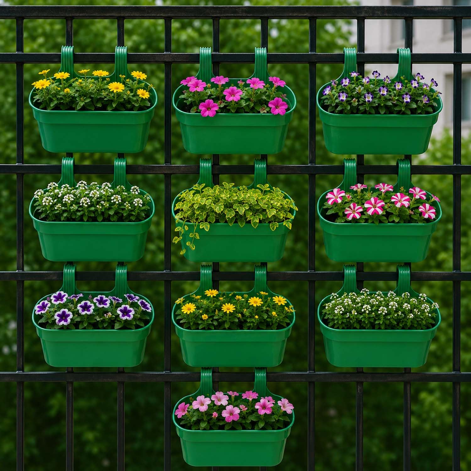 Go Hooked Railing Planters - 3 Hanging Flower Pots -26 Go Hooked Railing Planters - 3 Hanging Flower Pots -26