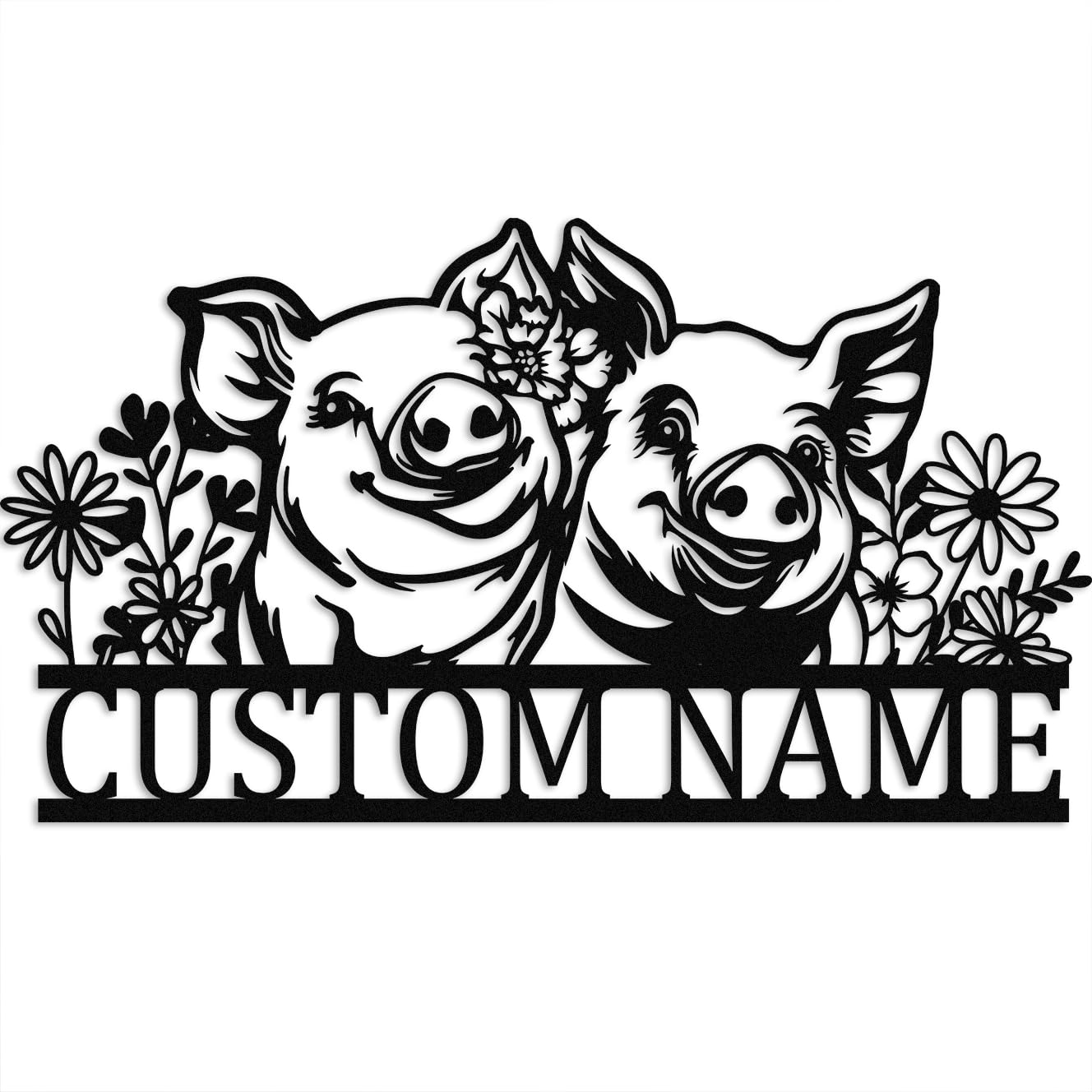 Met5kdm Pig-2 Custom Pig Metal Wall Art,Personalised Farmhouse Barn Ranch Hanging Decoration,Outdoor Indoor Home Decor,Familly Name Sign,Housewarming Gift