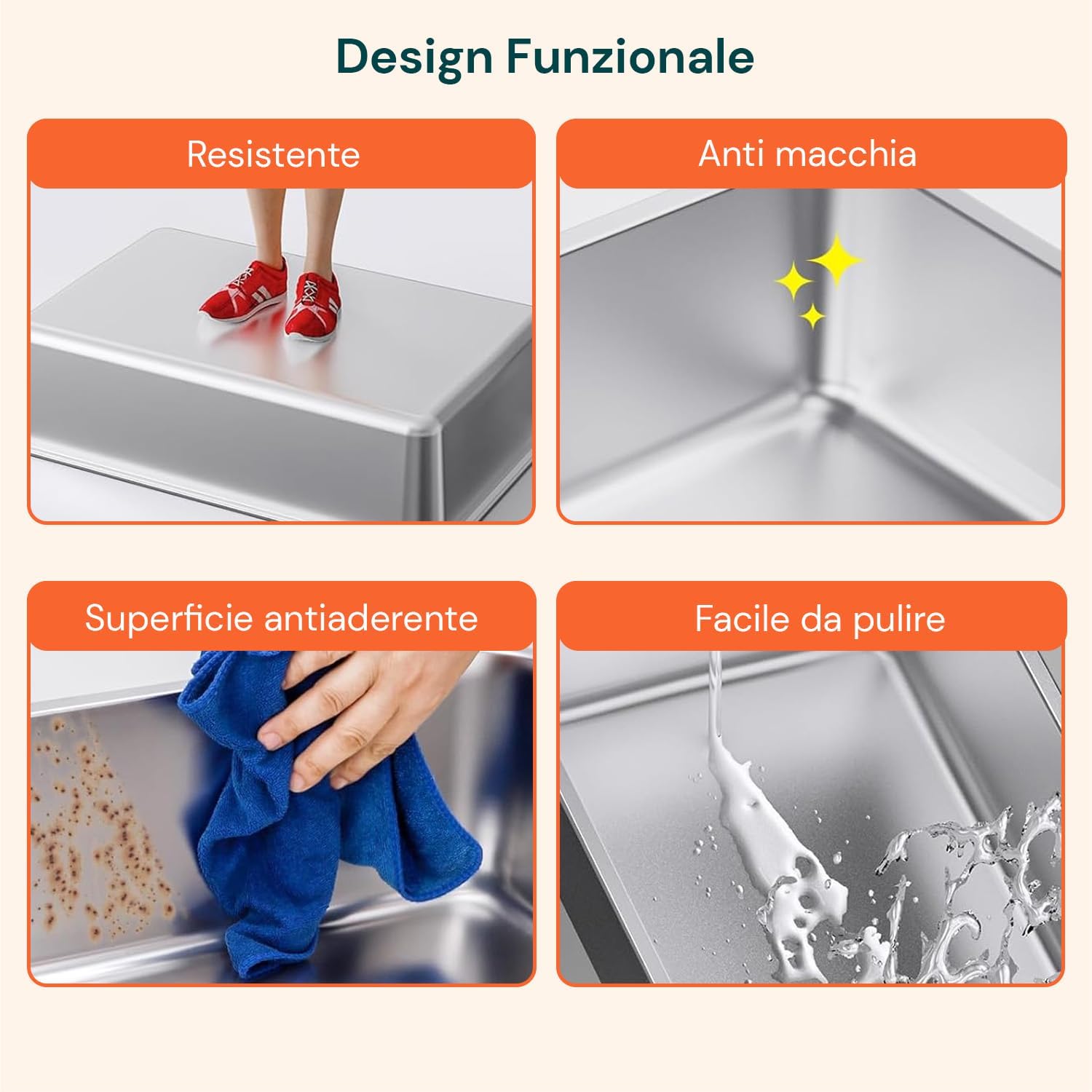 Wintem - Toilette per Gatto in Acciaio Inox con Coperchio Anti-Schizzo e Paletta Inclusa, Lettiera dal Design Igienico Facile da Pulire e Anti-Odore per Uso Quotidiano