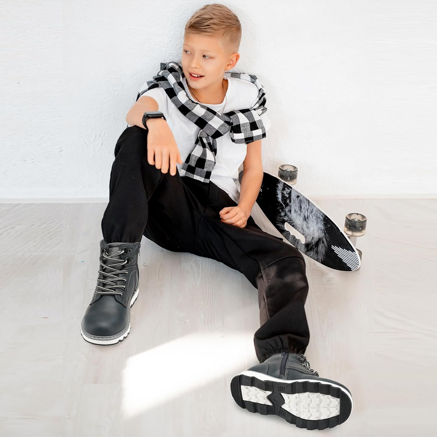 Boys Ankle Boots Kids Winter Walking Boots Shoes Boy Zipper Boot Hiking Boots