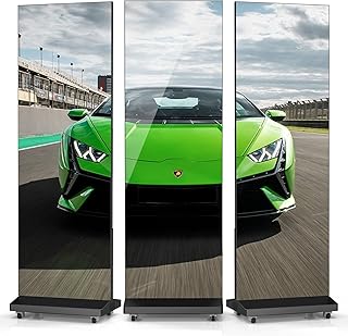 80" P1.86 Spleißbarer LED Display, Faltbarer Posterbildschirm mit Digitales Werbedisplay Kundenstopper mit USB/HDMI/WLAN/Fernbedienung (Schwarz, 2 Einheiten & Flightcase)