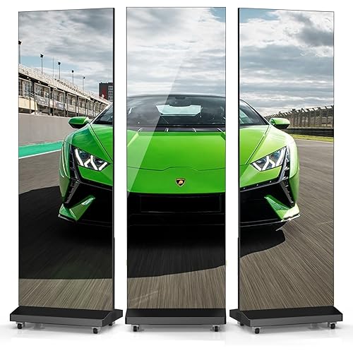 80" Seamless Splicing LED Display, Foldable Poster Screen with P1.86 Digital Signage Display LED Totem with USB/HDMI/WiFi/Remote