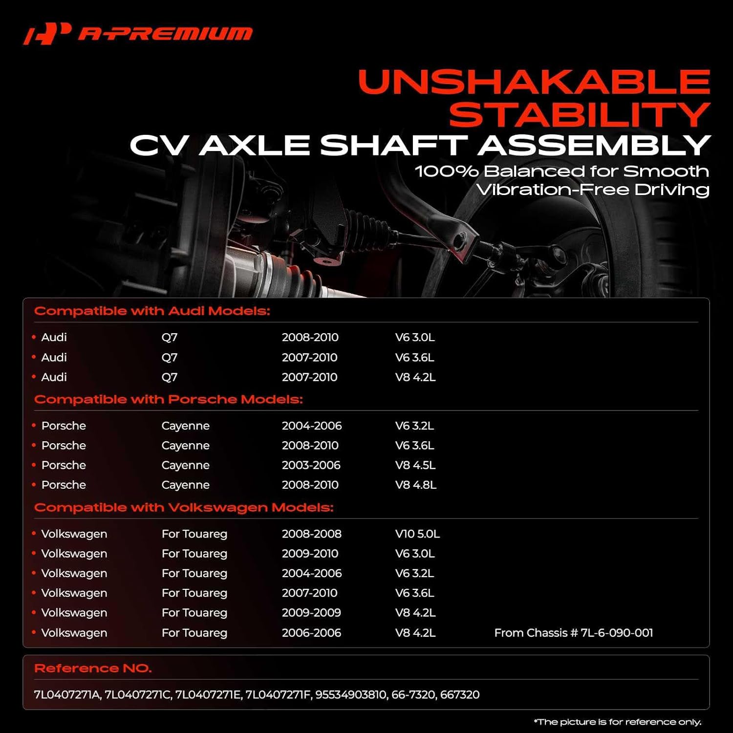 A-Premium CV Axle Shaft Assembly Compatible with Volkswagen Touareg 2004-2010 & Audi Q7 2007-2010 & Porsche Cayenne 2003-2006 2008-2010, Front Driver or Passenger Side