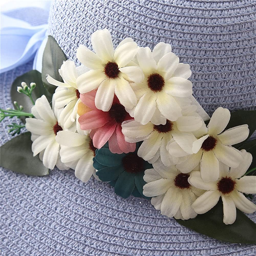 Sombreros de Sol de Moda Sombreros de ala Ancha de Paja de protección Sombreros de Sol de Verano para Mujeres con Sombreros de Playa de Ocio (Color : B, Size : Mcode) (E Mcode)