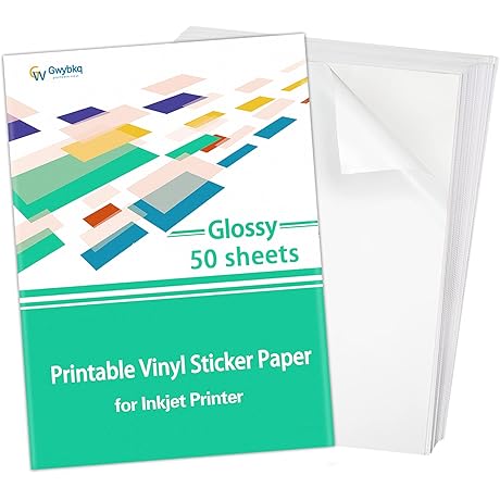 Gwybkq Glossy Sticker Paper for Inkjet Printers