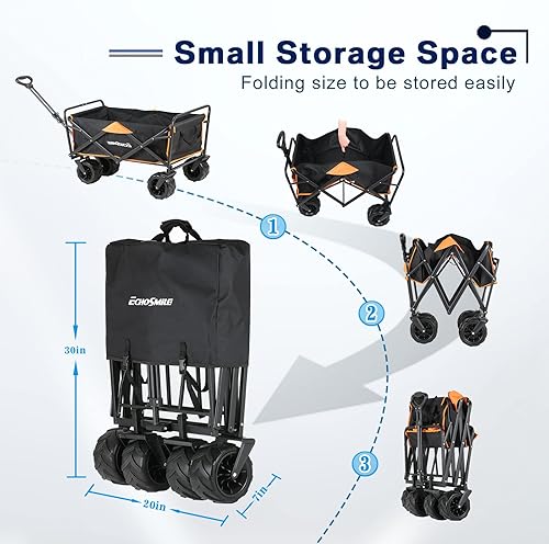Miniatura 4 de EchoSmile Boahaus - Carro plegable de alta resistencia de 350 libras de capacidad, carros de campamento plegables al aire libre, carrito de utilidad