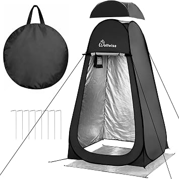 Wolfwise Pop Up Shower Tent with Floor, Portable Instant Changing Tent with Ventilation Window, Privacy Bathroom Toilet for Beach, Camping & Outdoor