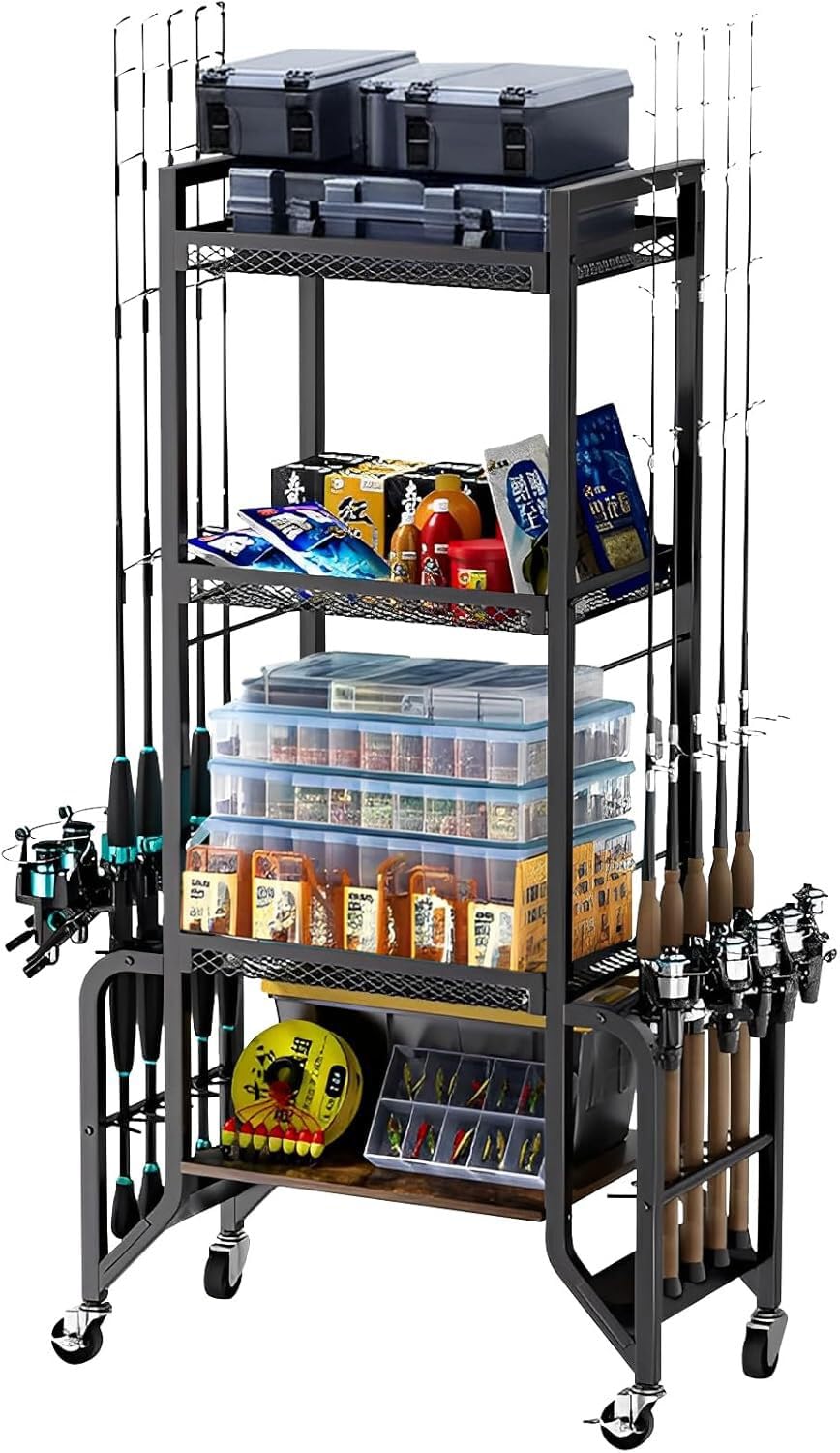 Porta-canna da pesca versatile Porta-canne da pesca Supporti ad | per garage Armadio di stoccaggio compatto e stretto Lo scaffale per aste può contenere tutte le canne