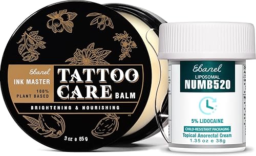 Ebanel Paquete de crema adormecedora de lidocaína al 5% y bálsamo curativo para el cuidado posterior del tatuaje