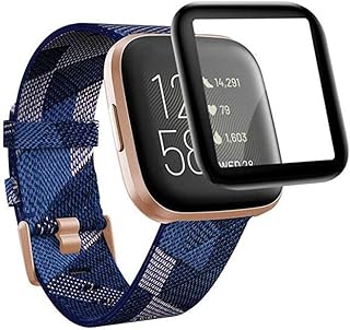 Pack Screen Protector Compatible with/Versa 3, Full Coverage Flexible Ultra Clear Anti-Bubble Screen Cover for SmartWatch (Black)