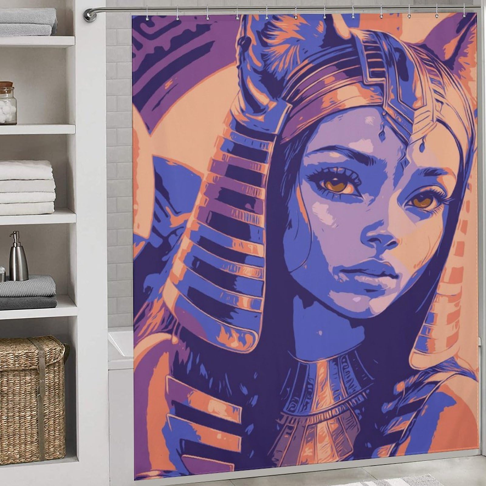 sinyumoney Cleopatra Waterproof Polyester Fabric Hilarious Bath Curtain for Bathroom Bathtub Apartment Decor 69.69x70.87Inch（177x180cm）