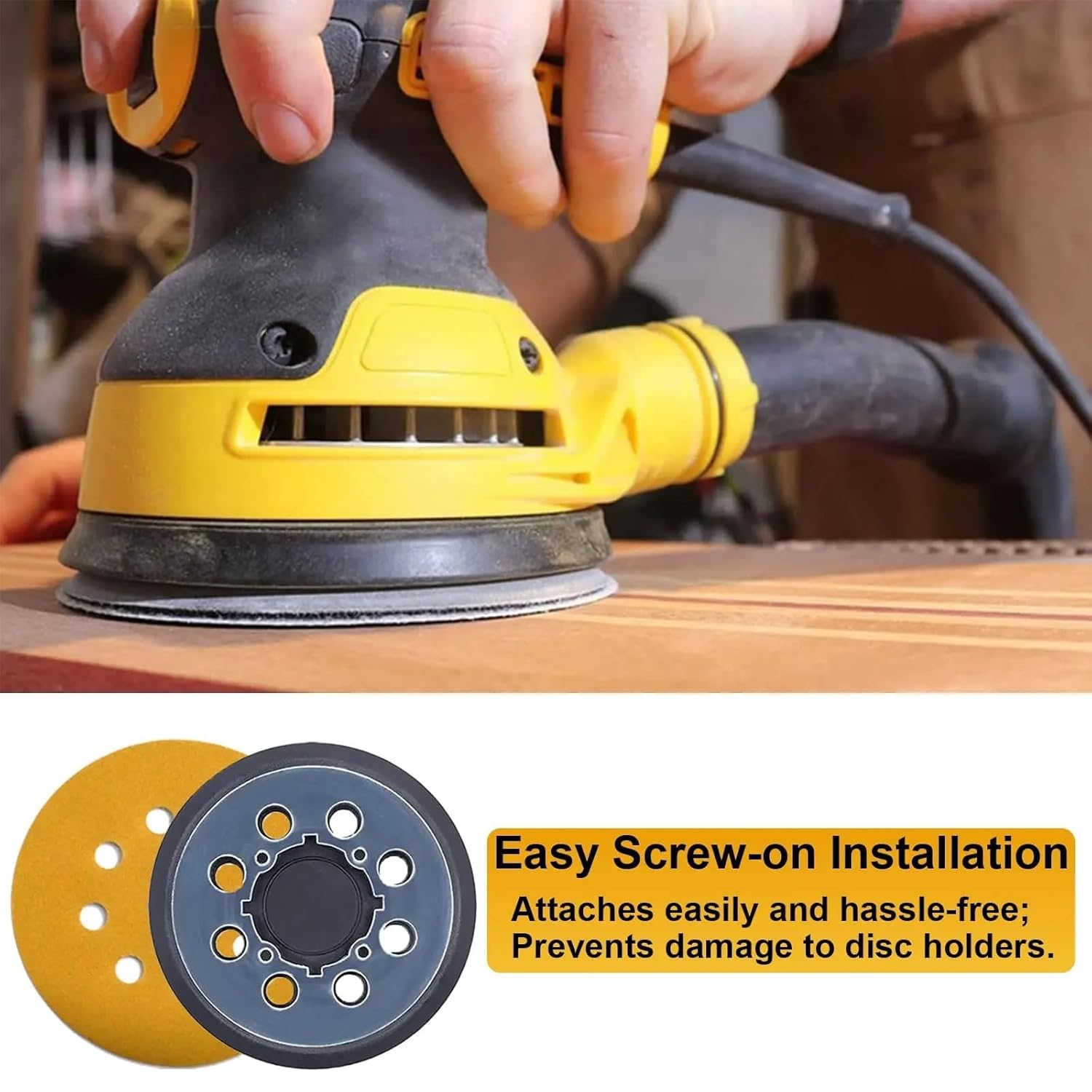 2pcs Sander Pad 5 Inch 8 Hole Hook and Loop Replacement Sanding Pad with 20pcs 220 Grit 5 Inch Sandpaper