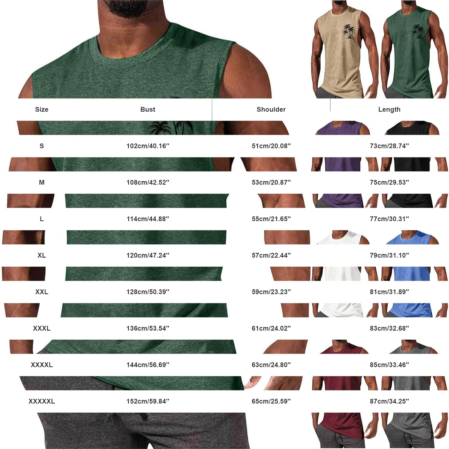 Mens Coconut Tree Tank Tops Summer Trendy Top Outdoor Fashion Crewneck Clothes Hawaiian Graphic Sleeveless Tee Shirts