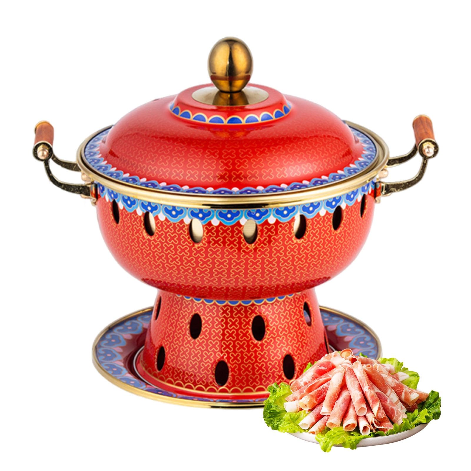 Olla de sopa tradicional de cobre puro duradera con acabado artesanal vintage