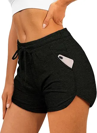 Aloodor Women's Athletic Shorts Running Dolphin Shorts with Pockets
