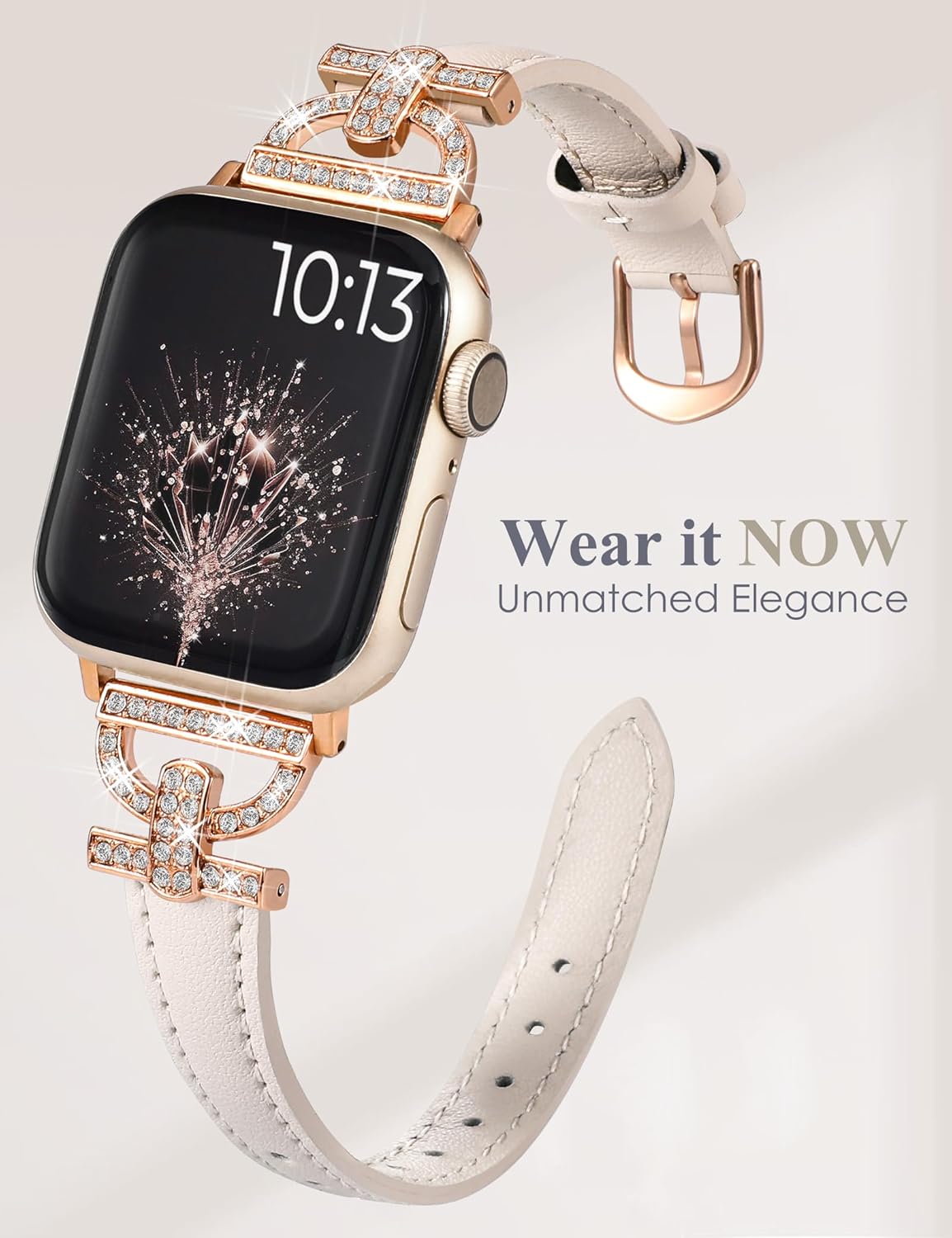 TOYOUTHS Leather Band Compatible with Apple Watch Band Women 38/40/41/42/44/45/46/49mm Dressy Slim Thin Strap D-Shaped Diamond Metal Buckle Bracelet for iWatch Series 11 10 9 8 7 6 5 4 SE/Ultra 3 2 1 - Image 2