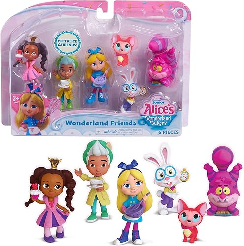 Disney Junior Alice's Wonderland Bakery Friends, juego de figuras pequeñas de 3 pulgadas, 6 piezas, juguetes para niños a partir de 3 años Just Play